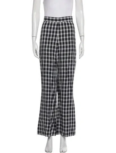 Pre-owned Mr. Larkin Plaid Print Wide Leg Pants In Blue