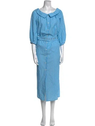 Pre-owned Mr. Larkin Scoop Neck Midi Length Dress In Blue