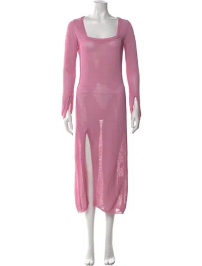 Pre-owned Mr. Larkin Square Neckline Midi Length Dress In Pink