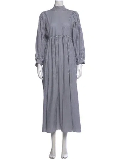 Pre-owned Mr. Larkin Striped Long Dress In Blue
