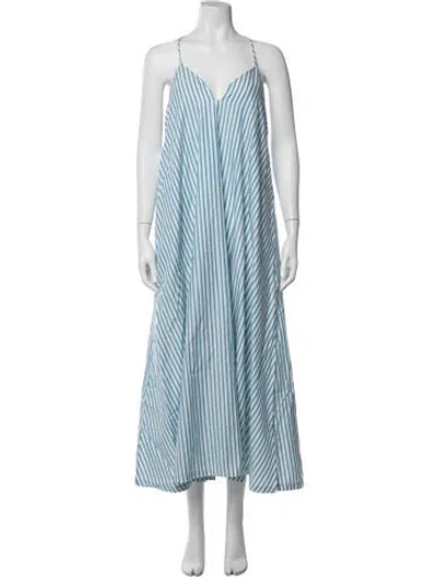 Pre-owned Mr. Larkin Striped Long Dress In Blue