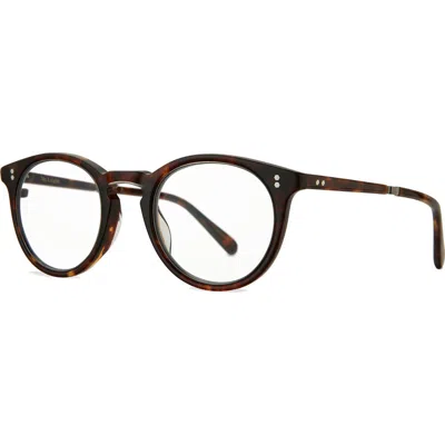 Mr Leight Mr. Leight Crosby C Demo Round Unisex Eyeglasses Ml1013 Mpl-antplt 44 In Brown