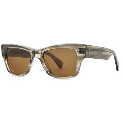 Mr Leight Mr. Leight Duke S Sunlit Silver Square Unisex Sunglasses Ml2034 Cstgry-pw/sunsv 49 In Brown