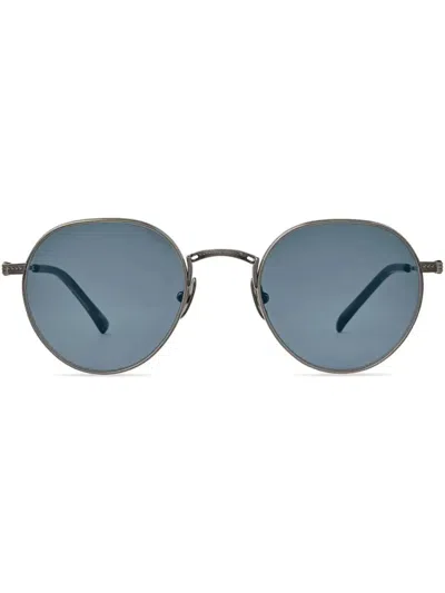 Mr Leight Mr. Leight Hachispwmcwsfpresblu Round Metal Frame Sunglasses In Gray