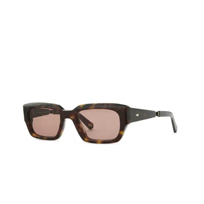 Mr Leight Mr. Leight Maverick S Semi-flat Tahitian Rectangular Unisex Sunglasses Ml2037 Hkt-atg/sftahr 51 In Brown