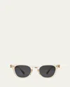 Mr Leight Men's Dean Acetate-titanium Square Sunglasses In Chandelier-platinum