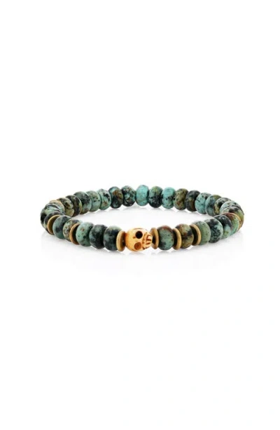Mr Lowe By Sheryl Lowe Mr Lowe African Turquoise Bead Bracelet With Brass Spacer Beads And Carved Sk