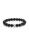 Mr Lowe By Sheryl Lowe Mr Lowe Bead Bracelet With Silver Round Bead And 6 Silver Wavy Disks In Black