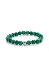 Mr Lowe By Sheryl Lowe Mr Lowe Bead Bracelet With Silver Round Bead And 6 Silver Wavy Disks In Green