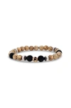 Mr Lowe By Sheryl Lowe Mr Lowe Betel Nut & Lava Bracelet With Carved Skull Bead