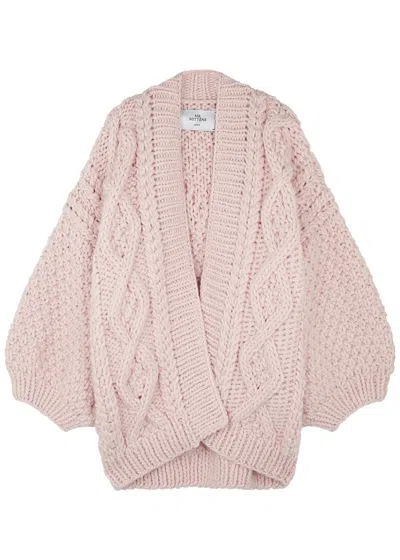 Mr Mittens Chunky Cable-knit Wool Cardigan In Pink