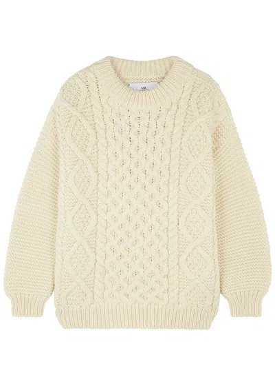 Mr Mittens Cream Aran-knit Wool Jumper In Gold