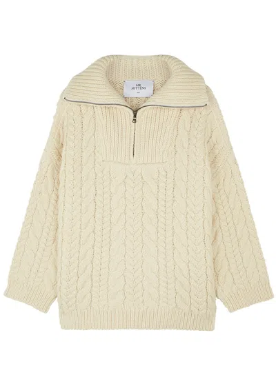 Mr Mittens Half-zip Cable-knit Wool Jumper In Gold