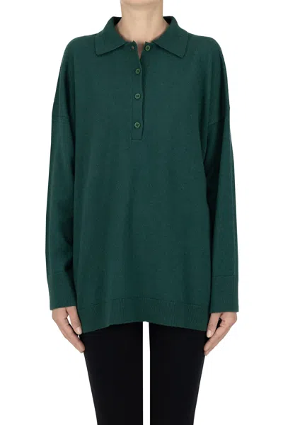 Mr Mittens Oversized Polo Style Pullover In Green