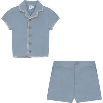Mr. Mr. Kids'  2 Piece Woven Shirt And Shorts Set In Blue
