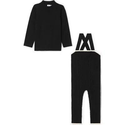 Mr. Mr. Babies'  Cable Knit Overall Set In Black