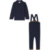 Mr. Mr. Babies'  Cable Knit Overall Set In Blue