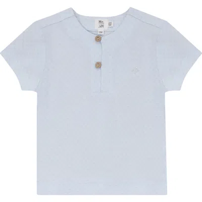 Mr. Mr. Babies'  Checkered Short Sleeve Button Up Top In Blue