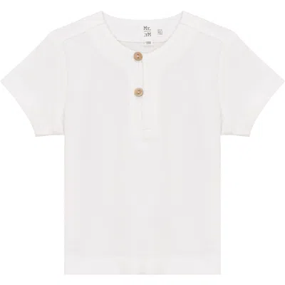 Mr. Mr. Babies'  Checkered Short Sleeve Button Up Top In White