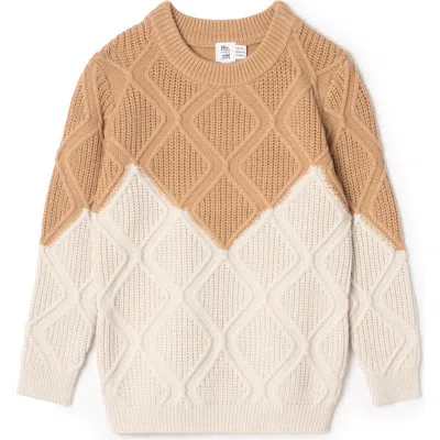 Mr. Mr. Kids'  Diamond Knit Long Sleeve Sweater In Brown