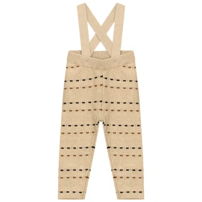Mr. Mr. Babies'  Knitted Overall With Straps And Ribbed Waistband In Neutral