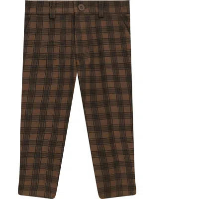 Mr. Mr. Kids'  Plaid Knit Long Pants With Zipper Closure In Brown