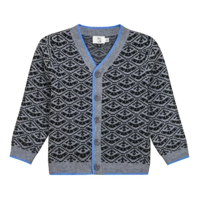 Mr. Mr. Kids'  Ribbed Cuffs Jacquard Knit Cardigan In Multi