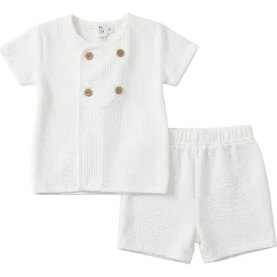 Mr. Mr. Babies'  Seersucker Wrap Short Sleeve Top And Shorts Set In White