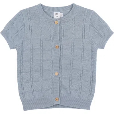 Mr. Mr. Kids'  Short Sleeve Checkered Cotton Knit Sweater In Blue