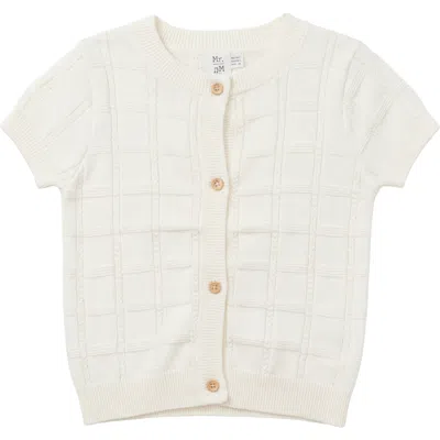 Mr. Mr. Kids'  Short Sleeve Checkered Cotton Knit Sweater In White