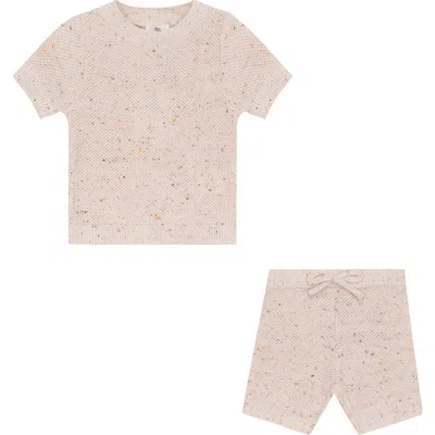 Mr. Mr. Kids'  Speckled Waffle Knit 2 Piece Short Sleeve Top And Shorts Set In Multi