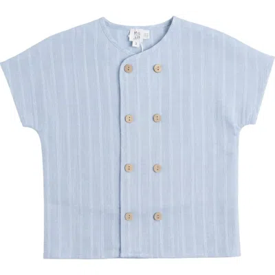Mr. Mr. Kids'  Textured Double Breasted Button Down Shirt In Blue