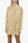 Mr Mrs Shirt Bayadere Patterned Silk Blend Shirt With Mandarin Collar