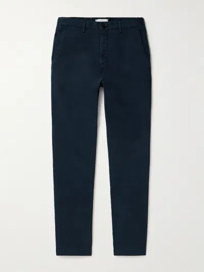 Mr P Straight-leg Cotton-blend Twill Chinos In Blue