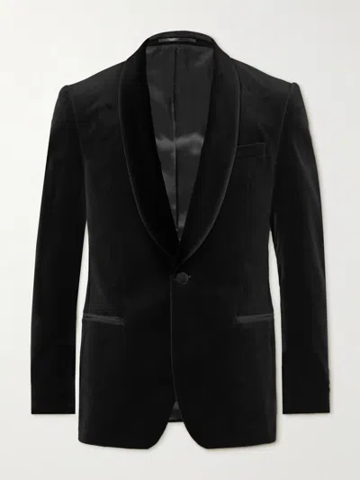 Mr P Cotton-blend Velvet Tuxedo Jacket In Black
