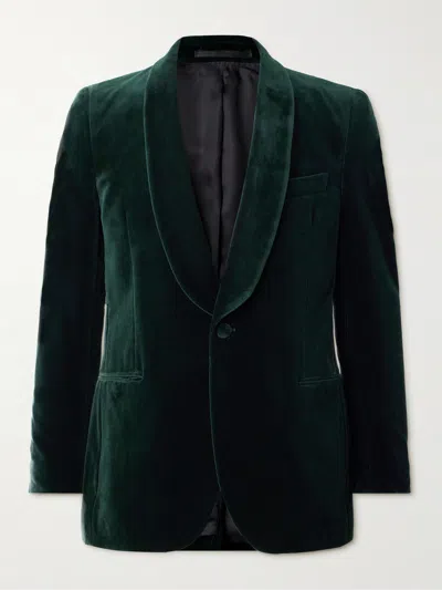 Mr P Cotton-blend Velvet Tuxedo Jacket In Green