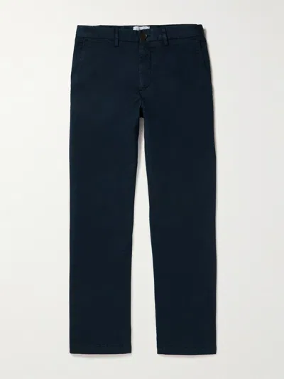 Mr P Samuel Straight-leg Cotton-blend Twill Chinos In Blue