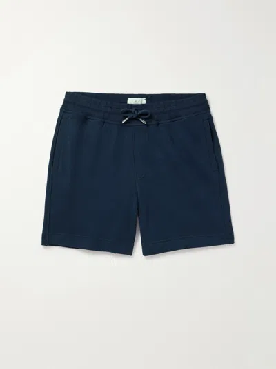 Mr P Straight-leg Cotton-jersey Drawstring Shorts In Blue