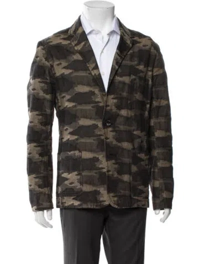 Pre-owned Mr Turk Camouflage Print Coat In Green