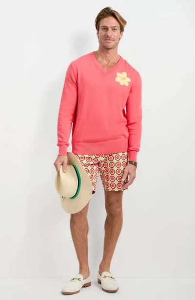 Mr Turk Divino V-neck Sweater In Corso Coral