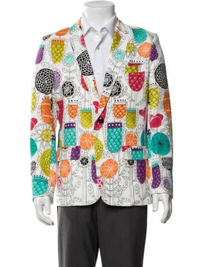Pre-owned Mr Turk Floral Print Blazer In White