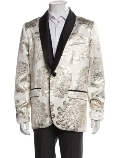 Pre-owned Mr Turk Floral Print Glitter Accents Blazer