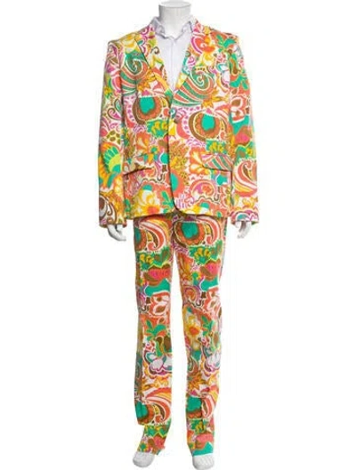 Pre-owned Mr Turk Floral Print Two-piece Suit W/ Tags In Yellow