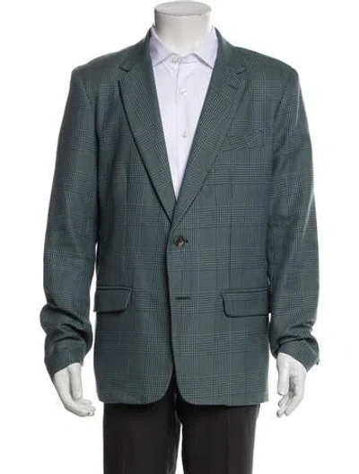 Pre-owned Mr Turk Houndstooth Print Blazer In Green