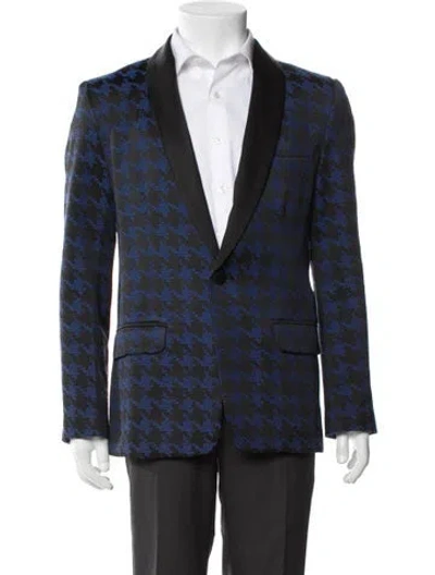 Pre-owned Mr Turk Houndstooth Print Tuxedo In Blue