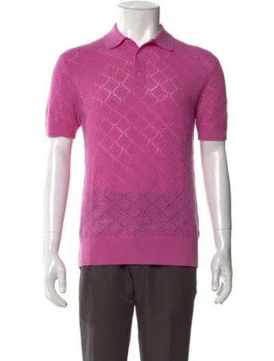 Pre-owned Mr Turk Merino Wool Crew Neck Polo Sweater In Pink
