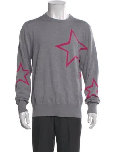 Pre-owned Mr Turk Merino Wool Graphic Print Pullover In Gray