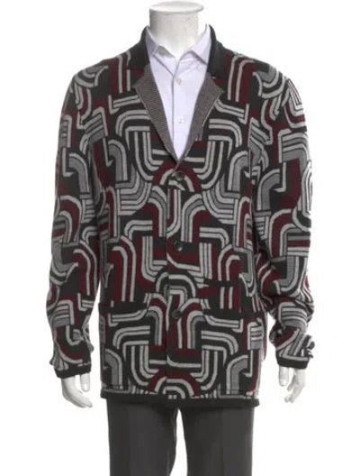 Pre-owned Mr Turk Merino Wool Printed Cardigan In Multi
