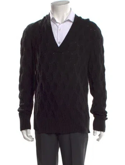 Pre-owned Mr Turk Patterned V-neck Pullover In Black