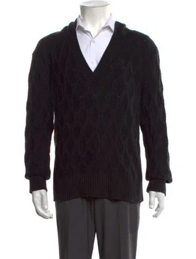 Pre-owned Mr Turk Patterned V-neck Sweatshirt In Black